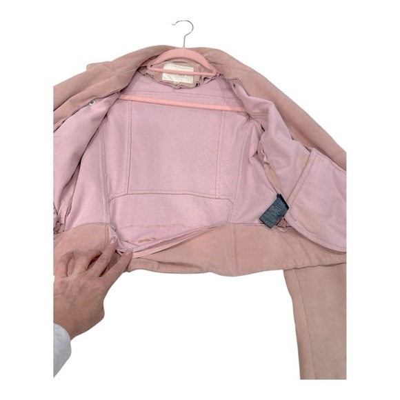 MAJE ladies Basalt Suede Biker Jacket Pale Pink  size 38 - Picture 7 of 14
